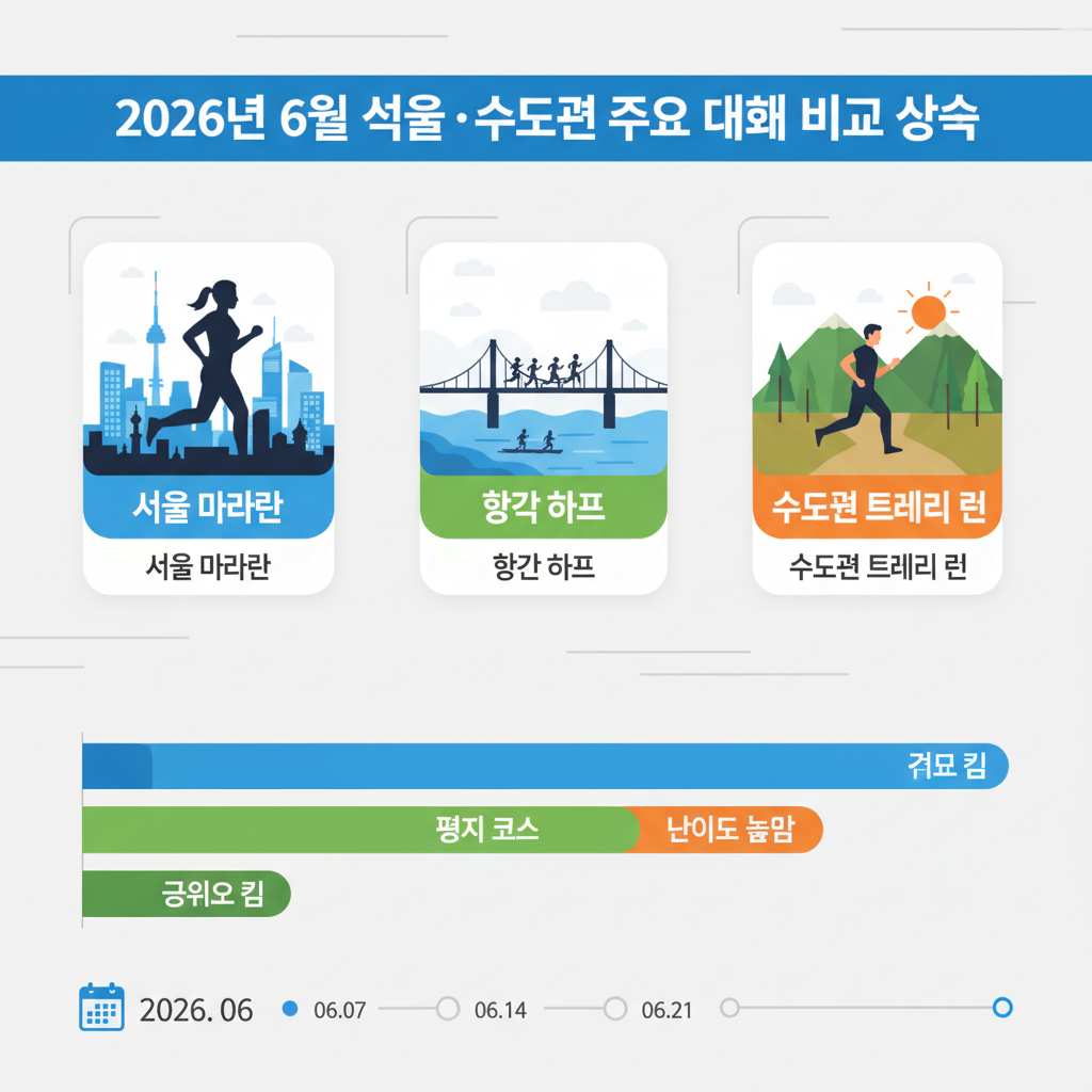 2026년 6월 서울·수도권 마라톤 대회 5선 - 코스 난이도와 교통편 비교